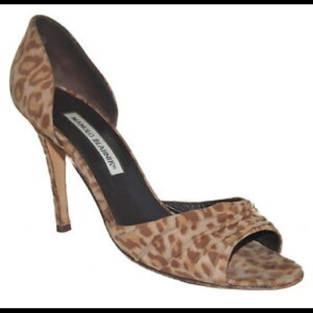 Manolo Blahnik leopard open toe pump!!!!